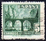 Sellos de Europa - Espa�a -  ESPAÑA 1948 1038 Sello Cent. Ferrocarril Desfiladero de Pancorbo 5p Usado