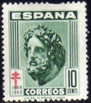 Sellos de Europa - Espa�a -  ESPAÑA 1948 1041 Sello Nuevo Pro Tuberculosos Cruz de Lorena 10c c/s charnela