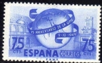 Stamps Spain -  ESPAÑA 1949 1064 Sello Nuevo Aniv. Union Postal Universal Globo Terraqueo 75c c/charnela