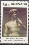 Stamps : America : Grenada :  GRENADA 1975 Scott 676 Sello Nuevo Michelangelo 500 Aniv. Nacimiento (1475-1564) David 1/2c