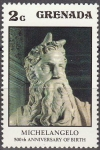 Stamps : America : Grenada :  GRENADA 1975 Scott 678 Sello Nuevo Michelangelo 500 Aniv. Nacimiento (1475-1564) Moises 2c