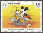 Stamps America - Grenada -  Grenada 1994 Scott2363 Sello Nuevo Disney Año del Perro Mickey bañando a Pluto 2c