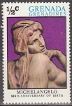 Stamps : America : Grenada :  GRENADA GRENADINES 1975 Scott 67 Sello Nuevo Michelangelo Escultura Delphic Sibyl 1c