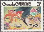Stamps : America : Grenada :  GRENADA GRENADINES 1980 Scott 414 Sello Nuevo Disney Escenas de Bambi 3c