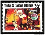 Stamps America - Turks and Caicos Islands -  TURKS & CAICOS ISLANDS 1980 Scott443 Sello Nuevo Disney Escenas de Pinocchio Navidad 1/2c