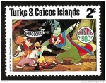 Stamps : America : Turks_and_Caicos_Islands :  TURKS & CAICOS ISLANDS 1980 Scott445 Sello Nuevo Disney Escenas de Pinocchio Navidad 2c