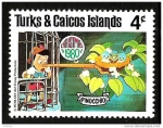 Stamps America - Turks and Caicos Islands -  TURKS & CAICOS ISLANDS 1980 Scott447 Sello Nuevo Disney  Escenas de Pinocchio Navidad 4c