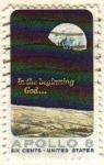 Stamps United States -  USA 1969 Scott 1371 Sello Espacio Apolo 8  Superficie de la Luna y la Tierra usado