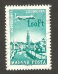 Stamps Hungary -  avión sobrevolando copenague