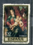 Stamps Spain -  Virgen con Jesús y Juan- L. Morales