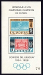 Stamps : America : Uruguay :  Hojita Homenaje Campeones Olímpicos de Fútbol