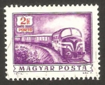 Stamps Hungary -  locomotora y vagón de mensajería