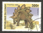 Sellos del Mundo : Africa : Rep�blica_del_Congo : animal prehistórico, stegosaurus