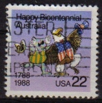 Stamps United States -  USA 1988 Scott 2370 Sello Aguila y Koala celebrando Bientenario Australia usado