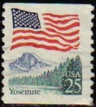 Stamps United States -  USA 1988 Scott 2380 Sello Bandera Americana Parque Yosemite usado