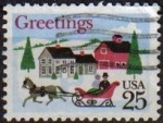 Stamps United States -  USA 1988 Scott 2399 Sello Navidad Christmas Greetings Paisaje Navideño usado