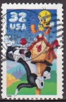 Stamps United States -  USA 1998 Scott3204 Sello Warner Bros Piolin y Silvestre usado 32c