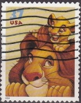 Sellos de America - Estados Unidos -  USA 2004 Scott3867 Sello Disney El Rey León Mufasa y Simba usado