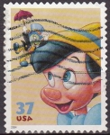 Sellos de America - Estados Unidos -  USA 2004 Scott3868 Sello Disney Pinocho y Pepito Grillo usado