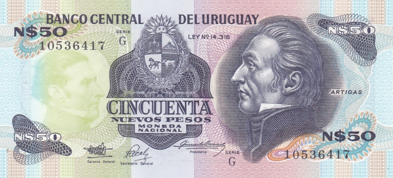 BILLETE DE URUGUAY -Artigas