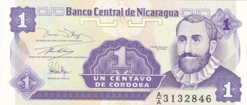 BILLETE DE NICARAGUA- Francisco Hern�ndez de C�rdoba