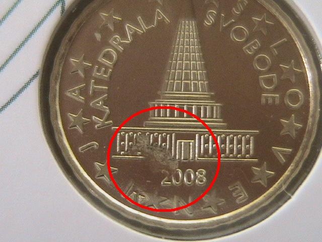 Error 10 centimos Eslovenia 2008 en Blister
