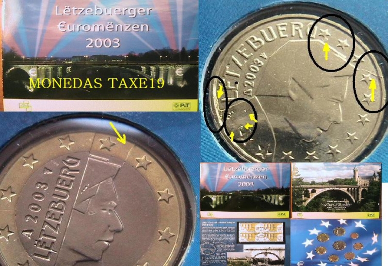 Luxemburgo 2003- doble error en blister