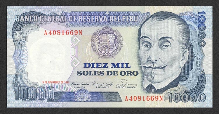 10000 SOLES DE ORO BANCO CENTRAL DE RESERVA DEL PERU