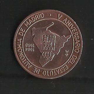 V Amiversario del Estatuto de Autonomia de Madrid / reverso.                                        