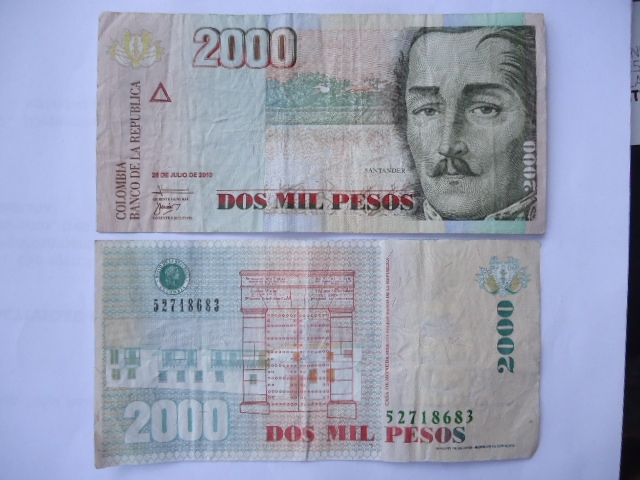 Bco.de la Rep�blica-Dos Mil Pesos-General Santander(anv.)- y Casa de la Moneda del Bco. de La Rep.(r