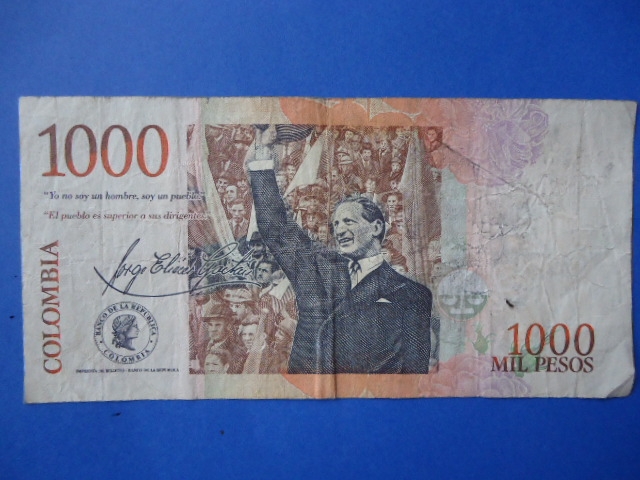 Bco.de la Rep�blica Un Mil Pesos-Concentraci�n P�blica del Dr.Jorge Eli�cer Gait�n (reverso)