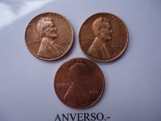 Monedas de 1 Cent 1957,1966 y 2010 (anv.)