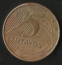 MONEDA 25 CENTAVOS - REAL BRASILE�O ( FRONTAL)