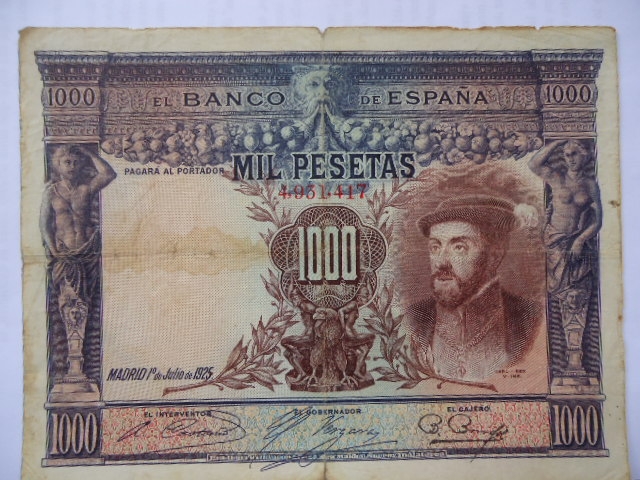 El Banco de Espa�a-Mil Pesetas-Carl I- A�o 1925