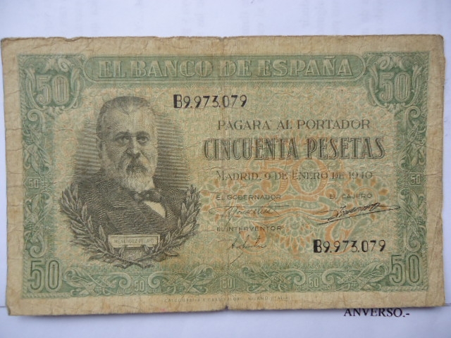 Banco de Espa�a- Mendez Pelayo-50 Pesetas- A�o 1940
