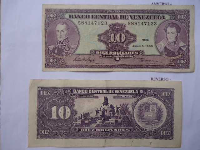 Banco Central de Venezuela- (Anv.) Bol�var y Sucre. (Rev.) Monumento y Escudo.