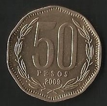 MONEDA DE CHILE CINCUENTA PESOS - FRONTAL