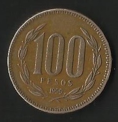 MONEDA DE CHILE CIEN PESOS - FRONTAL