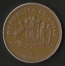 MONEDA DE CHILE CIEN PESOS - ESCUDO -  POSTERIOR