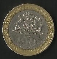 MONEDA DE CHILE CIEN PESOS - ESCUDO -  FRONTAL