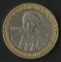 MONEDA DE CHILE CIEN PESOS - PUEBLOS ORIGINARIOS - POSTERIOR