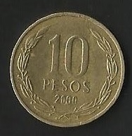 MONEDA DE CHILE DIEZ PESOS - FRONTAL