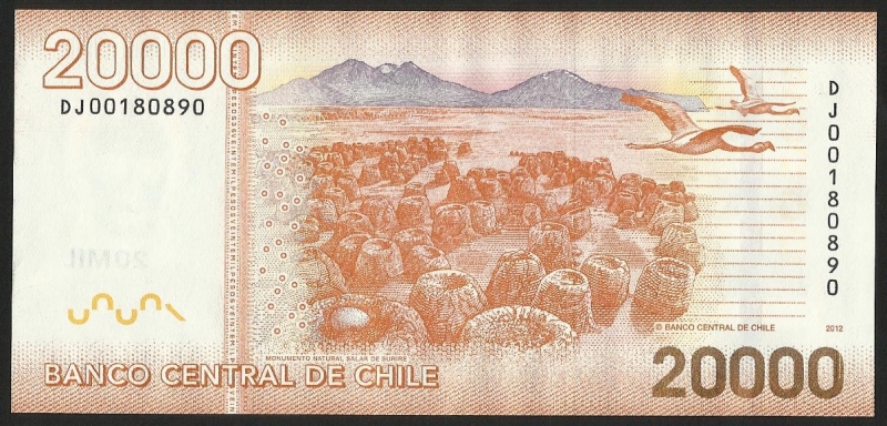 MONUMENTO NATURAL SALAR DE SURIRE - VEINTE MIL PESOS (POSTERIOR)