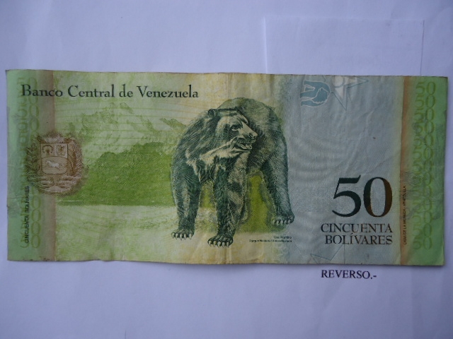Banco Central de Venazuela - Oso Frontino - Parque Nacional de la Sierra Nevada.