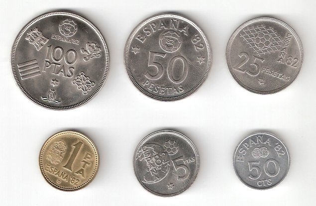 Lote 6 monedas Mundial de Fútbol España'82 (*1980) EBC
