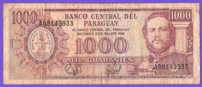 BANCO CENTRAL DEL PARAGUAY - MARISCAL FRANCISCO SOLANO LOPEZ .( ANBERSO) 
