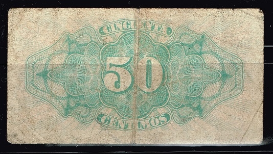 Reverso de billete de 50 c�ntimos de Rep�blica  Espa�ola