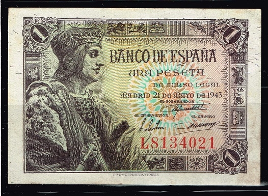 Anverso de billete de 1 peseta del Banco de Espa�a