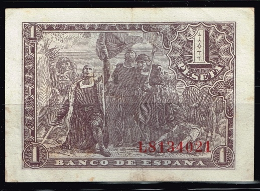 Reverso de billete de 1 peseta del Banco de Espa�a