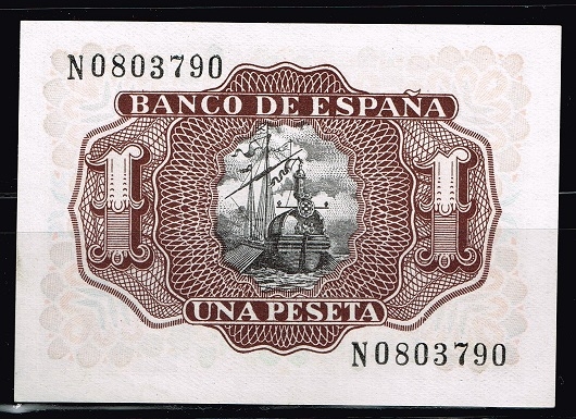 Reverso de billete de 1 peseta del Banco de Espa�a